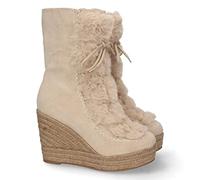 shoes&blues.es 68724-Bota de Cuna para Mujer, Forrado de Yute, Estampado Liso, Pelo en el Empeine, y Cierre de Cremallera, Otono Invierno 2022. Talla 37 Beige