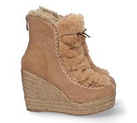 shoes&blues.es 68753-Botin de Cuna para Mujer, Forrado de Yute, Estampado Liso, Pelo en el Empeine, y Cierre de Cremallera, Otono Invierno 2022. Talla 38 Marron