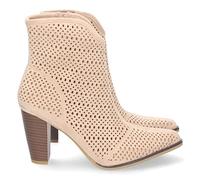 shoes&blues.es 69949-Botin de Tacon para Mujer, Comodos, de Punta Fina, con Calados, y Cierre de Cremallera, Primavera Verano 2023. Talla 41 Beige
