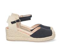 shoes&blues.es 70531 Sandalia de Cuna para Mujer, Forrada de Yute, con Pala Cerrada, Punta de Rafia, y Cierre de Hebilla, Primavera Verano 2023 Negro Talla 39