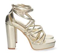 shoes&blues.es 70575 Sandalia de Tacon para Mujer, Comoda, con Tiras en el Empeine, y Cierre de Hebilla, Primavera Verano 2023 Oro Talla 40