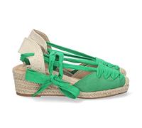 shoes&blues.es 71113 Sandalia de Cuna para Mujer, Forrada de Yute, con Pala Cerrada, Rafia, y Cierre de Cordones, Primavera Verano 2023 Verde Talla 40