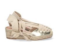 shoes&blues.es 71135 Sandalia de Cuna para Mujer, Forrada de Yute, con Pala Cerrada, Rafia, y Cierre de Cordones, Primavera Verano 2023 Oro Talla 41