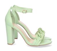 shoes&blues.es 71223 Sandalia de Tacon Alto para Mujer, Comodo, Pala con Cadena, y Cierre Ankle Strap de Hebilla, Primavera Verano 2023 Verde Talla 38