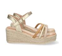 shoes&blues.es 71348 Sandalia de Cuna para Mujer, Comoda, Forrada de Yute, con Palas Multicolor, y Cierre de Hebilla, Primavera Verano 2023 Oro Talla 37