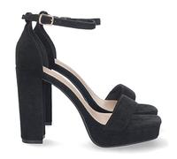 shoes&blues.es 71618 Sandalia de Tacon para Mujer, Comoda, con Pala Simple, Estilo Ankle Strap, y Cierre de Hebilla, Primavera Verano 2023 Negro Talla 40