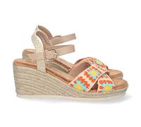 shoes&blues.es 71720 Sandalia de Cuna para Mujer, Comoda, Forrada de Yute, Palas Cruzadas con Bordado, y Cierre de Hebilla, Primavera Verano 2023 Naranja Talla 38