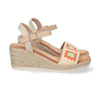 shoes&blues.es 71743 Sandalia de Cuna para Mujer, Comoda, Forrada de Yute, Pala Simple con Bordado, y Cierre de Hebilla, Primavera Verano 2023 Naranja Talla 40