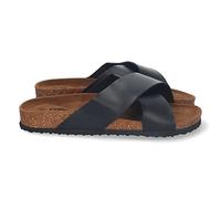 shoes&blues.es 72072 Sandalia Plana de Hombre, Comoda, Talon Abierto, y Palas Cruzadas, Planta Bio, Sin Cierre, Primavera Verano 2023 Negro Talla 42