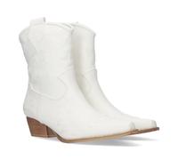 shoes&blues.es 79279 Botin de Tacon bajo Comodo para Mujer, Bordado en Cana y Pala. Blanco Talla 38
