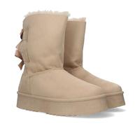 shoes&blues.es 79376-Botines Lisos de Plataforma con Interior Forrado en Pelo y Lazos como Adornos en la Parte Posterior.. Talla 37 Beige