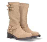 shoes&blues.es 80004-Bota Motera para Mujer con Tacon bajo y Cierre de Cremallera, comodas para Vestir e IR de Ruta. Cana de 27cm de Longitud.. Talla 40 Beige