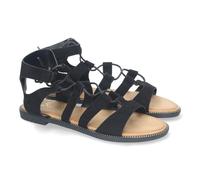 shoes&blues.es 81947-Sandalias de Verano para Mujer, Planas, Cierre de Cordones y Adornos Elegantes, Diseno Comodo y Versatil para Cualquier Ocasion. Talla 36 Negro