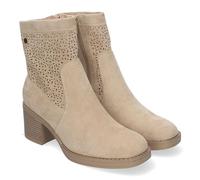shoes&blues.es 83755 Botines de Mujer Primavera Verano Elegantes y Comodos con Tacon Ancho, Diseno Perforado con Cremallera Lateral, Ideal para Cualquier Ocasion Beige Talla 38