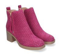 shoes&blues.es 83785 Botines de Mujer Primavera Verano Elegantes y Comodos con Tacon Ancho, Diseno Perforado con Doble Cremallera Lateral con Fleco, Ideal para Cualquier Ocasion. Fucsia Talla 40