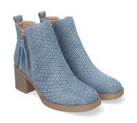 shoes&blues.es 83791 Botines de Mujer Primavera Verano Elegantes y Comodos con Tacon Ancho, Diseno Perforado con Doble Cremallera Lateral con Fleco, Ideal para Cualquier Ocasion. Jeans Talla 39