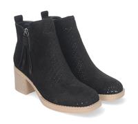shoes&blues.es 83802 Botines de Mujer Primavera Verano Elegantes y Comodos con Tacon Ancho, Diseno Perforado con Doble Cremallera Lateral con Fleco, Ideal para Cualquier Ocasion. Negro Talla 36
