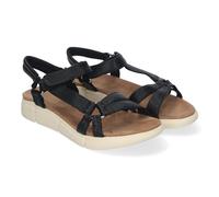 shoes&blues.es 84308 Sandalias Planas de Mujer, Comodas y Elegantes, Diseno Moderno con Tiras Cruzadas en la Pala y Cierre Comodo de Velcro. Negro Talla 39