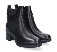 shoes&blues.es 86167 Botin de Tacon para Mujer, Comodos Material Elastico, Elegantes, Adorno de Hebilla, Puntera Redondeada y Cierre de Cremallera Lateral, Ideales para el Dia a Dia. Negro Talla 36