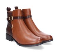 shoes&blues.es 86181 Botin de Tacon Comodo para Mujer, Elegantes, Adorno de Hebilla, Puntera Redondeada y Cierre de Cremallera Lateral, Ideales para el Dia a Dia. Marron Talla 36