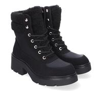 shoes&blues.es 86519 Botines de Tacon para Mujer, Comodos y Elegantes, Forrados de Borreguillo, Adornos Metalicos, Puntera Redonda y Cierre de Cordones para un Ajuste Comodo y Seguro. Negro Talla 38