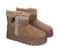 shoes&blues.es 87770 Botin Australiano para Mujer, Comodo y Calido, Forrado el Interior con Pelo, Sin Cierre, Adorno en la Cana. Kaki Talla 39