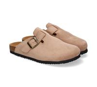shoes&blues.es 89570 Zueco Plano Ancho para Mujer, Comodo y Elegante, Planta Bio, con Cierre de Hebilla, Ideales para Cualquier ocasion. Kaki Talla 40