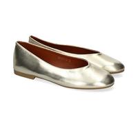 shoes&blues.es 89885 Bailarina Plana para Mujer, Diseno Elegante, Comodas de Punta Redonda, Ideales para el Dia a Dia. Oro Talla 38