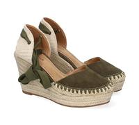 shoes&blues.es 89983 Sandalia de Mujer con Cuna de Yute, Comodas y Elegantes, Diseno Moderno con Cintas para un Cierre Comodo, Ideales para Primavera-Verano. Verde Talla 38