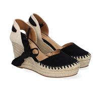 shoes&blues.es 89999 Sandalia de Mujer con Cuna de Yute, Comodas y Elegantes, Diseno Moderno con Cintas para un Cierre Comodo, Ideales para Primavera-Verano. Negro Talla 40