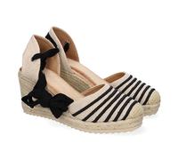 shoes&blues.es 90017 Sandalia de Mujer con Cuna de Yute, Comodas y Elegantes, Diseno Moderno con Cintas para un Cierre Comodo y Detalles en la Pala, Ideales para Primavera-Verano. Negro Talla 37