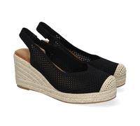 shoes&blues.es 90493 Sandalia de Mujer con Cuna de Yute, Diseno Calado, Elegante y Comodo con Puntera Cerrada y Cierre Elastico, Ideales para Primavera-Verano. Negro Talla 36