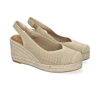 shoes&blues.es 90502 Sandalia de Mujer con Cuna de Yute, Diseno Calado, Elegante y Comodo con Puntera Cerrada y Cierre Elastico, Ideales para Primavera-Verano. Oro Talla 38