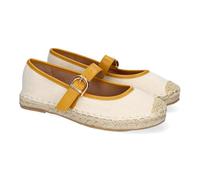 shoes&blues.es 90567 Bailarina Alpargata de Mujer con Yute, Diseno Moderno con Puntera Bordada y Cierre de Hebilla para un Ajuste Comodo, Ideales para Primavera-Verano. Amarillo Talla 40