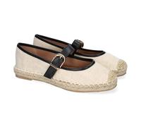 shoes&blues.es 90581 Bailarina Alpargata de Mujer con Yute, Diseno Moderno con Puntera Bordada y Cierre de Hebilla para un Ajuste Comodo, Ideales para Primavera-Verano. Negro Talla 40