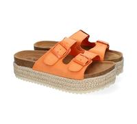 shoes&blues.es 90699 Sandalia de Plataforma para Mujer, Comodas y Elegantes, Forradas de Yute, con Planta Anatomica, y Cierre de Hebillas, Ideales para Primavera Verano Naranja Talla 39