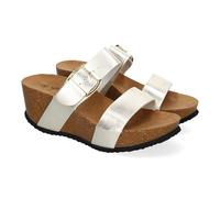 shoes&blues.es 90770 Sandalia Mujer con Cuna Bio, Pala Fina, Super Comodas, Talon Abierto y Decorada con Hebilla. Primavera Verano. Oro Talla 37