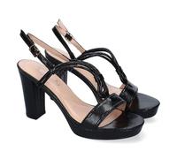 shoes&blues.es 91344 Sandalias de Tacon para Mujer, Comodas y Elegantes, Diseno Moderno con Tiras de Punta Abierta, con Cierre de Hebilla, Ideales para Primavera-Verano. Negro Talla 36