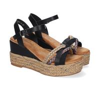 shoes&blues.es 91647 Sandalia de Cuna de Yute para Mujer, Comodas y Elegantes, Diseno Moderno con Pala Trenzada y Cierre de Hebilla, Ideales para Primavera-Verano. Negro Talla 39