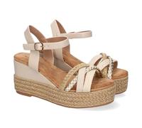 shoes&blues.es 91669 Sandalia de Cuna de Yute para Mujer, Comodas y Elegantes, Diseno Moderno con Pala Trenzada y Cierre de Hebilla, Ideales para Primavera-Verano. Beige Talla 40