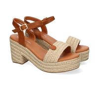 shoes&blues.es 91712 Sandalia de Tacon para Mujer, Diseno Comodo y Elegante con Pala Abierta y Cierre de Hebilla Ajustable, Ideales para Primavera-Verano. Beige Talla 41