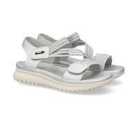 shoes&blues.es 93555 Sandalia Plana de Mujer Diseno Moderno y Ligero con Doble Cierre de Cierre autoadherente y Tiras elasticas para Mayor Comodidad., Ideales para Primavera Verano. Plata Talla 41