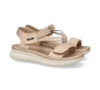 shoes&blues.es 93567 Sandalia Plana de Mujer Diseno Moderno y Ligero con Doble Cierre de Cierre autoadherente y Tiras elasticas para Mayor Comodidad., Ideales para Primavera Verano. Champan Talla 39