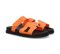 shoes&blues.es 94276 Chanclas de Mujer, comodas y Elegantes Diseno Moderno con Adorno en la Pala y con Cierre autoadherente Ideales para Verano. Naranja Talla 36
