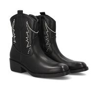 shoes&blues.es 95269 Botin Cowboy para Mujer con Cana Media Adornada con Tachuelas Decorativas y Costuras en Relieve. Tacon Ancho Comodo. Cierre de Cremallera Negro Talla 36