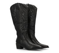 shoes&blues.es 95346 Bota Cowboy para Mujer de Cana Alta con Bordados y Punta Fina. Tacon Ancho.Ideales para Otono Invierno. Negro Talla 36