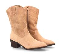 shoes&blues.es 95407 Bota Cowboy de Cana Media con Bordados y Punta Fina. Tacon Ancho Comodo, Ideal para Mujer en Temporada Otono Invierno. Kaki Talla 41