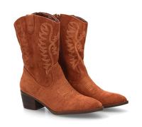 shoes&blues.es 95412 Bota Cowboy de Cana Media con Bordados y Punta Fina. Tacon Ancho Comodo, Ideal para Mujer en Temporada Otono Invierno. Marron Talla 39