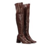 shoes&blues.es 95859 Bota de Cana Alta para Mujer con Diseno Elegante. Tacon Ancho y Cierre de Cremallera. Ideal para Otono Invierno. Marron Talla 38