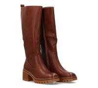 shoes&blues.es 96977 Bota de Cana Alta para Mujer Diseno Elegante. Tacon Ancho Suela Dentada. Cierre de Cremallera Ideal para Otono Invierno. Marron Talla 40